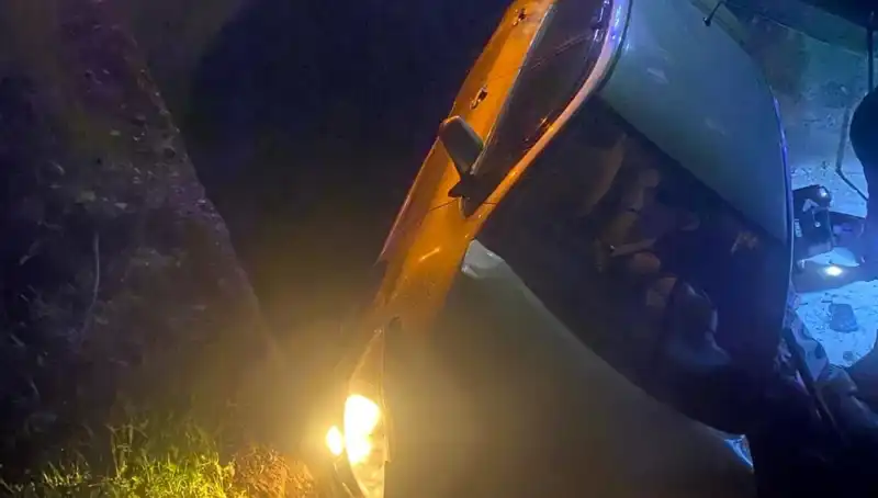 Adana'da Otomobil Şarampole Devrildi, İki Kişi Yaralandı!